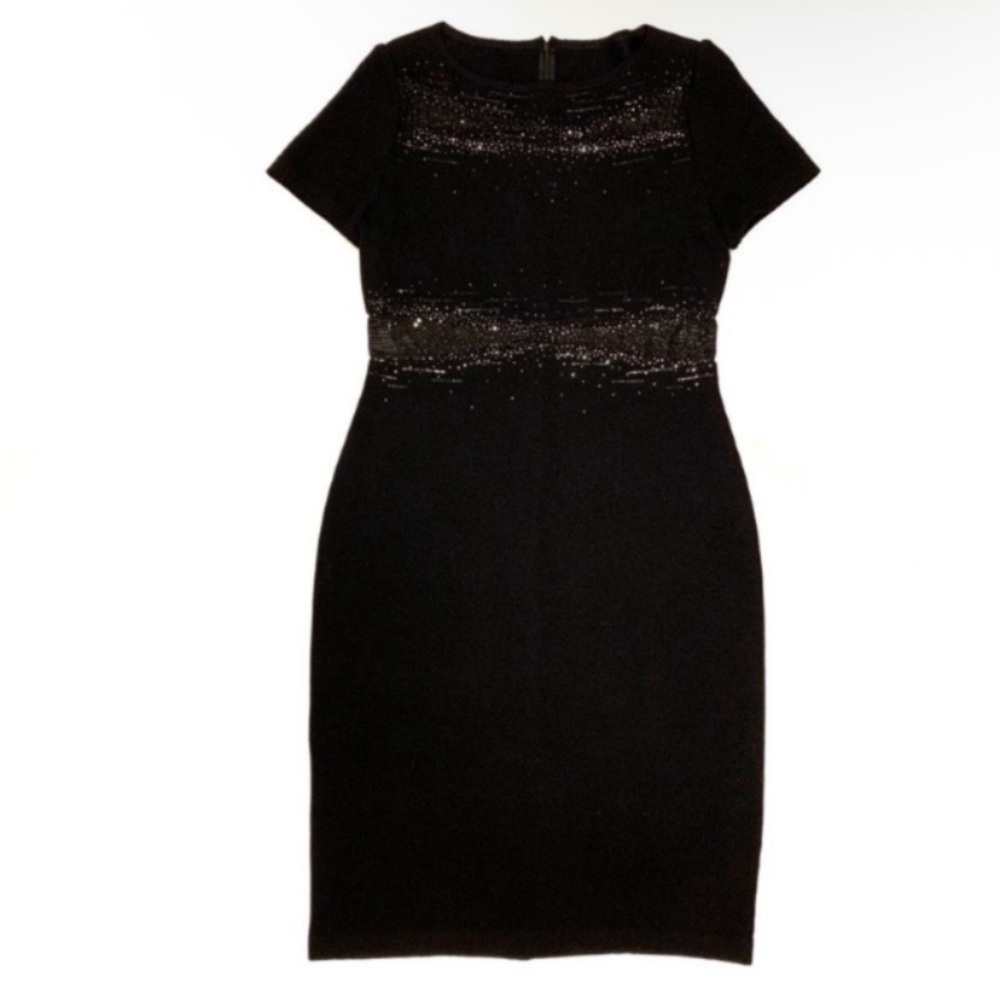 St. John Black Midi Dress with Glitter Details